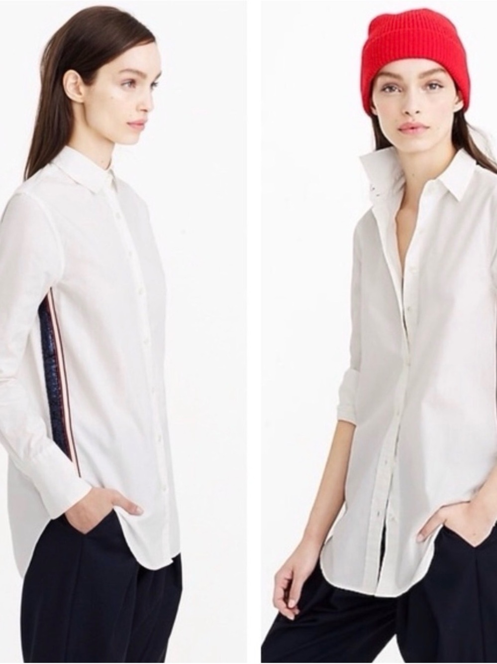 J Crew Side Sequin Stripe White Button Down Shirt